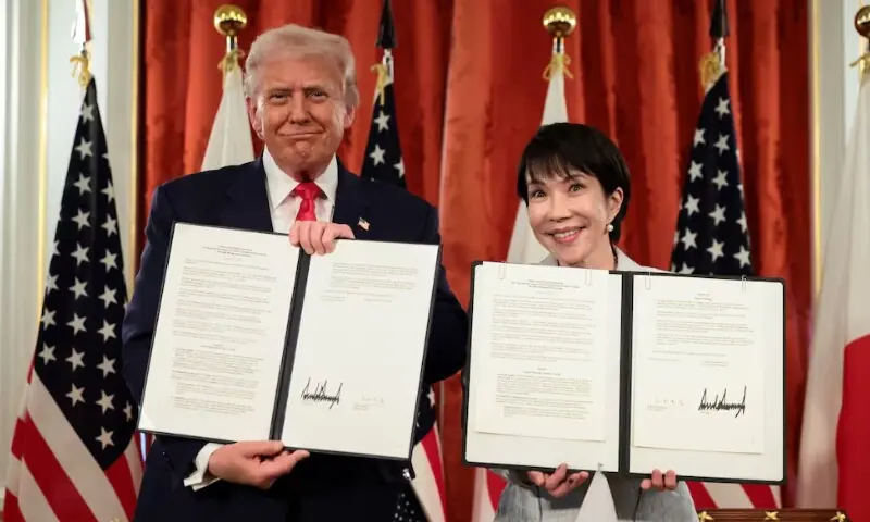 ٹرمپ اور جاپان کی وزیرِاعظم تاکائچی کی ٹوکیو ملاقات، نایاب معدنیات اور مصنوعی ذہانت میں تعاون کے معاہدے