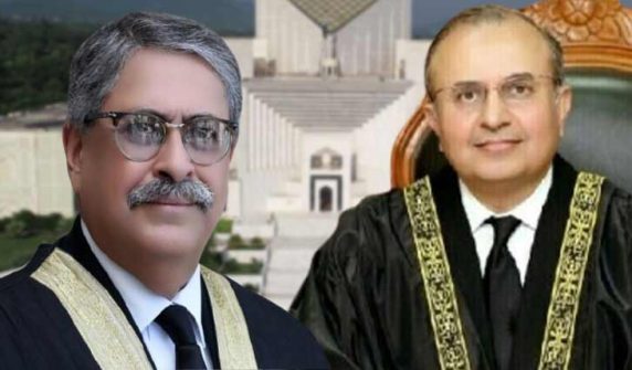 سپریم کورٹ کے ججز جسٹس منصور علی شاہ اور جسٹس اطہر من اللہ مستعفی