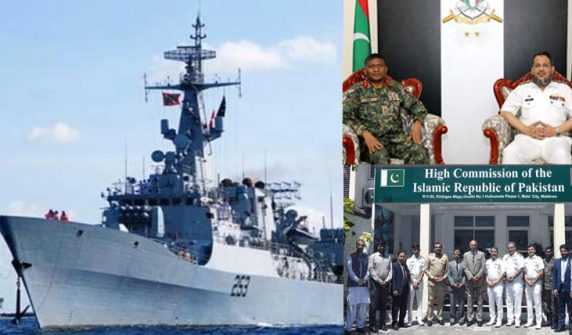 پاک بحریہ کا جہاز ’پی این ایس سیف‘ مالے بندرگار آمد، پرتپاک استقبال